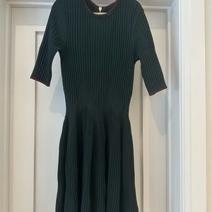 Description: Ted Baker - Green 3/4 Sleeve Dress with Purple Detail.